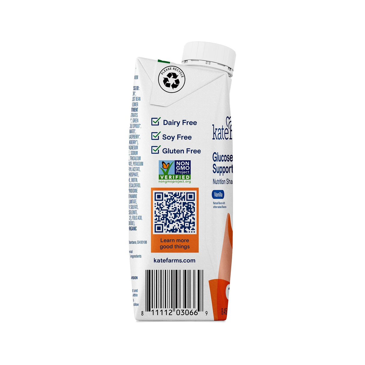 Oral Supplement Kate Farms Glucose Support 1.2 Vanilla Flavor Liquid 8.45 oz. Carton - BeHope