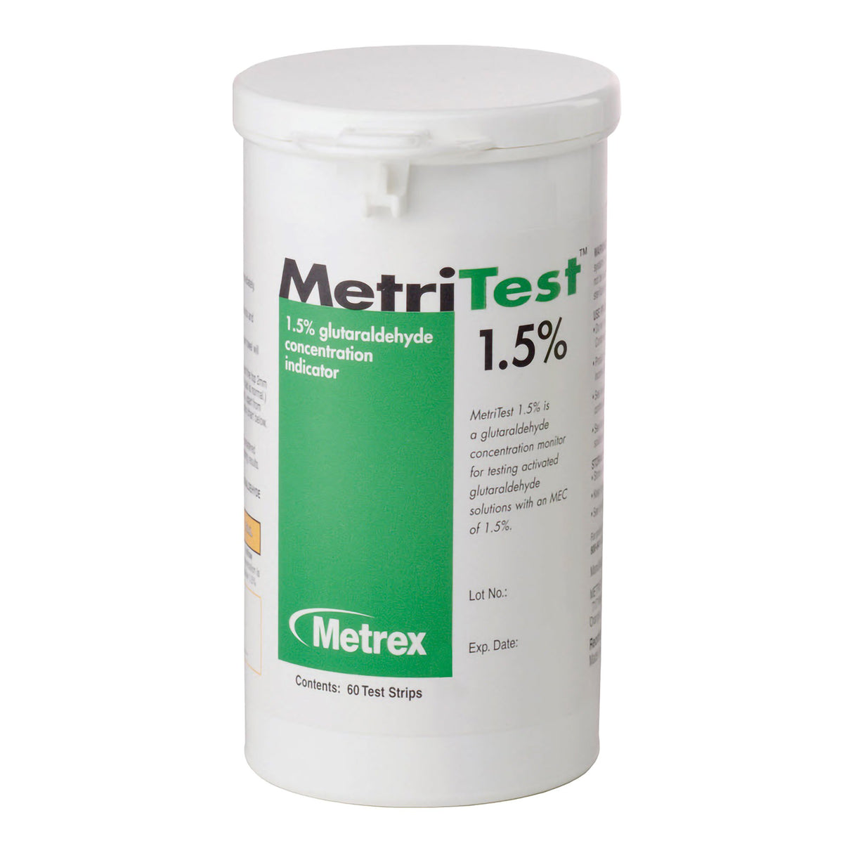 Glutaraldehyde Concentration Indicator MetriTest™ 1.5% Pad 60 Test Strips Bottle Single Use - BeHope