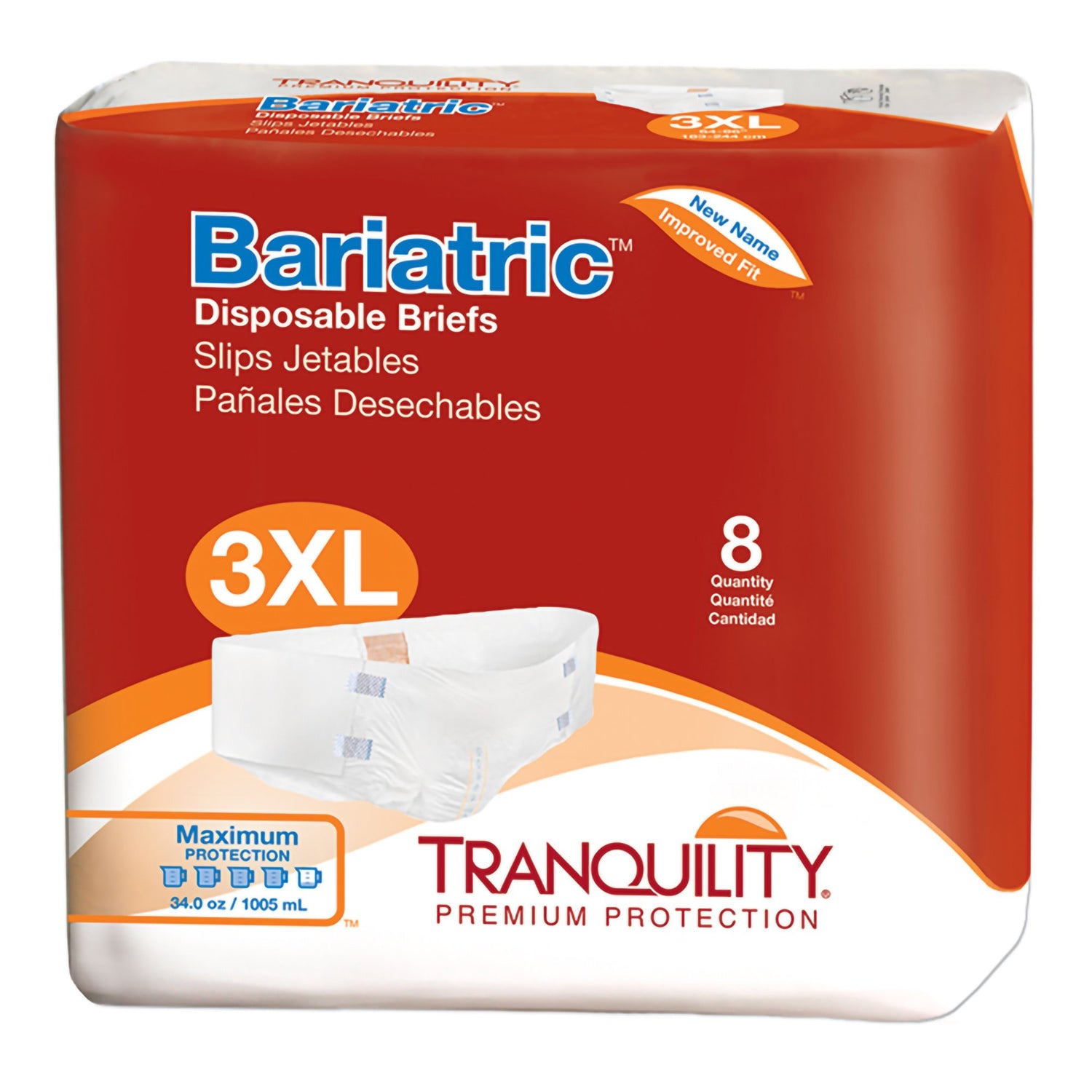 Unisex Adult Incontinence Brief Tranquility® Bariatric 3X-Large Disposable Heavy Absorbency - BeHope