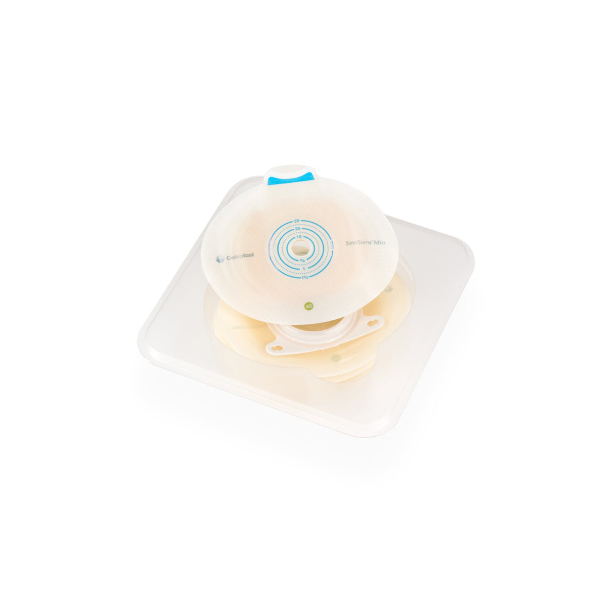 Ostomy Barrier SenSura® Mio Click Trim to Fit, Extended Wear Elastic Adhesive 40 mm Flange Green Code System 3/8 to 1-3/8 Inch Opening - BeHope