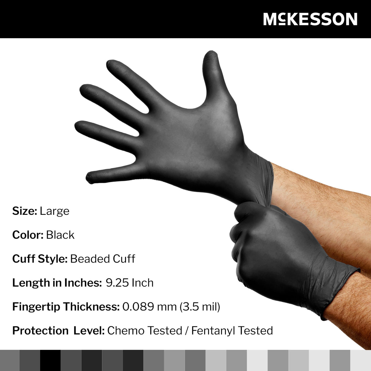 Exam Glove McKesson Confiderm® LDC Large NonSterile Nitrile Standard Cuff Length Fully Textured Black Chemo Tested / Fentanyl Tested - BeHope