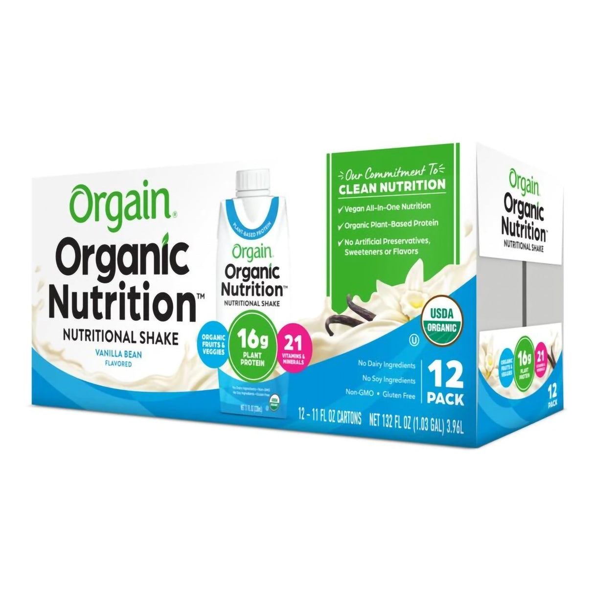 Oral Supplement Organic Nutrition™ Vegan Vanilla Bean Flavor Liquid 11 oz. Carton - BeHope