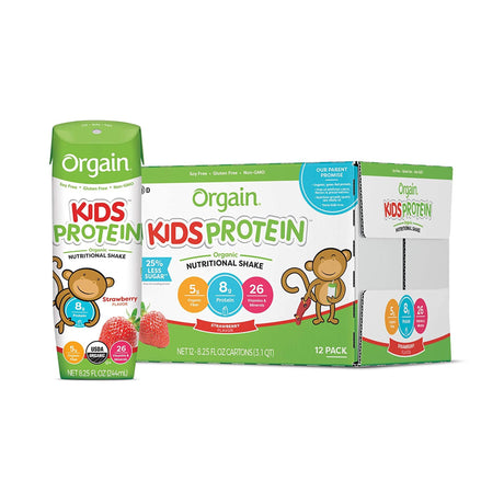 Pediatric Oral Supplement Orgain® Kids Protein™ Organic Nutritional Shake Strawberry Flavor 8.25 oz. Carton Liquid Organic - BeHope