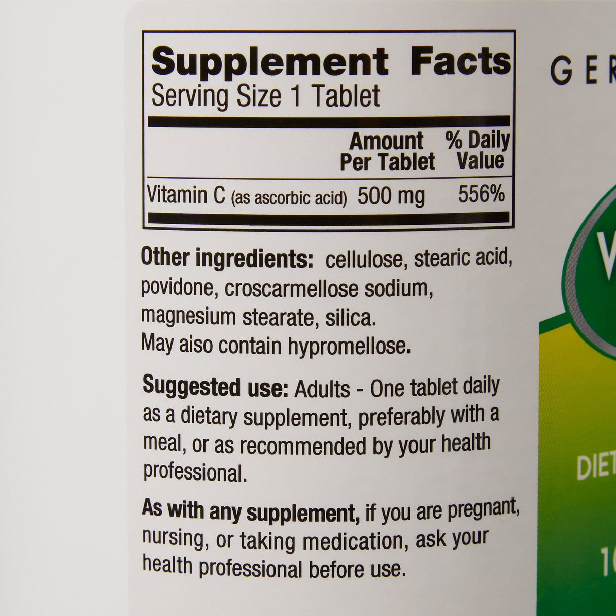 Vitamin C Supplement Geri-Care® Ascorbic Acid 500 mg Strength Tablet 1,000 per Bottle - BeHope