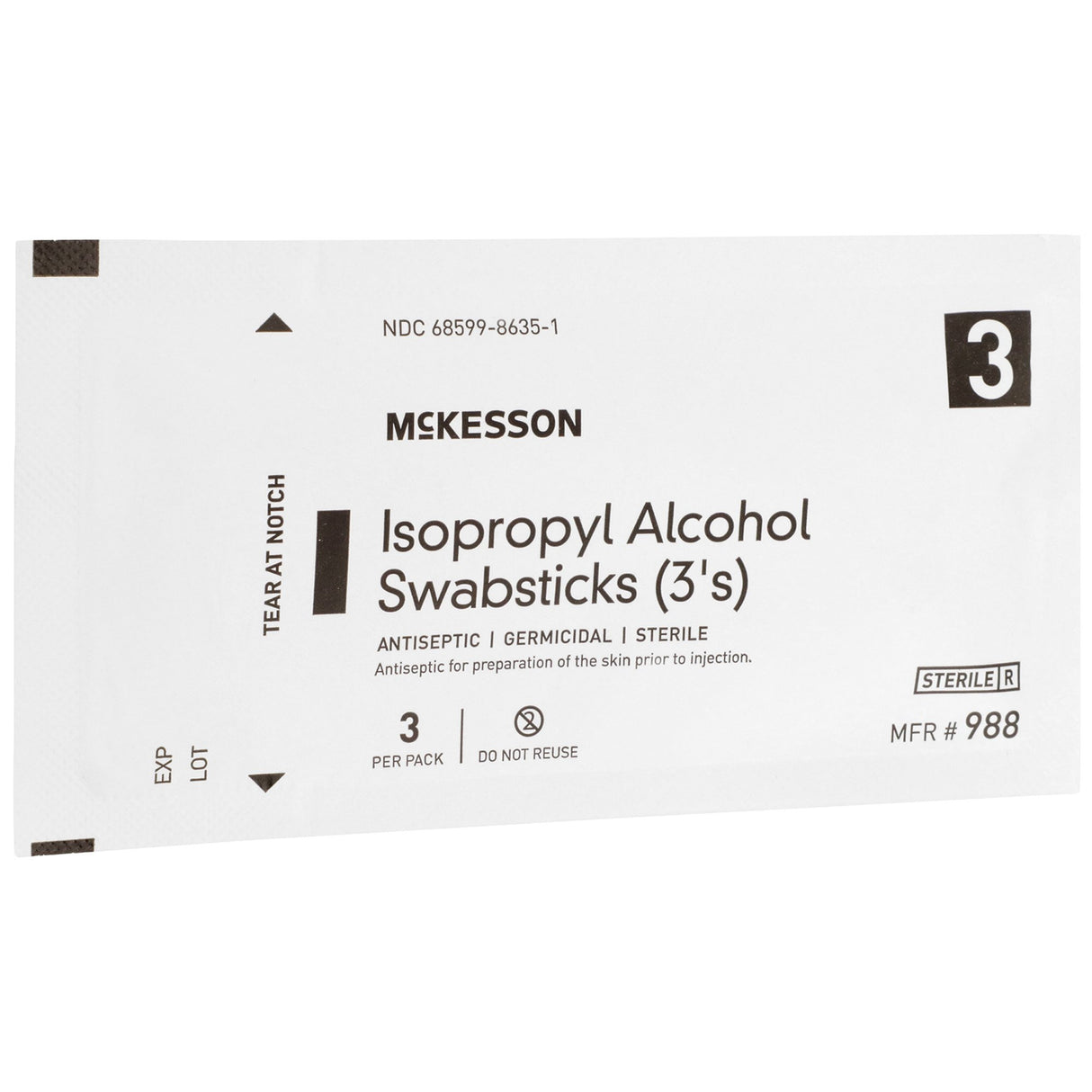 Impregnated Swabstick McKesson 70% Strength Isopropyl Alcohol Individual Packet Sterile - BeHope