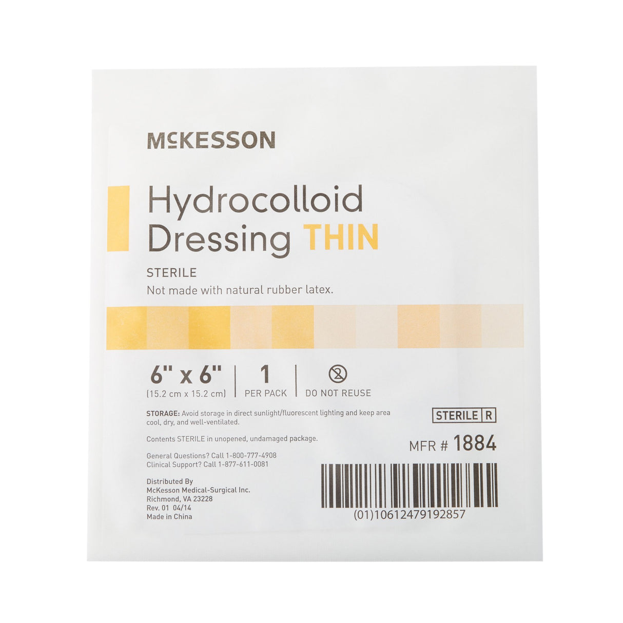 Thin Hydrocolloid Dressing McKesson Film Backing 6 X 6 Inch Square Hydrocolloid / Film - BeHope