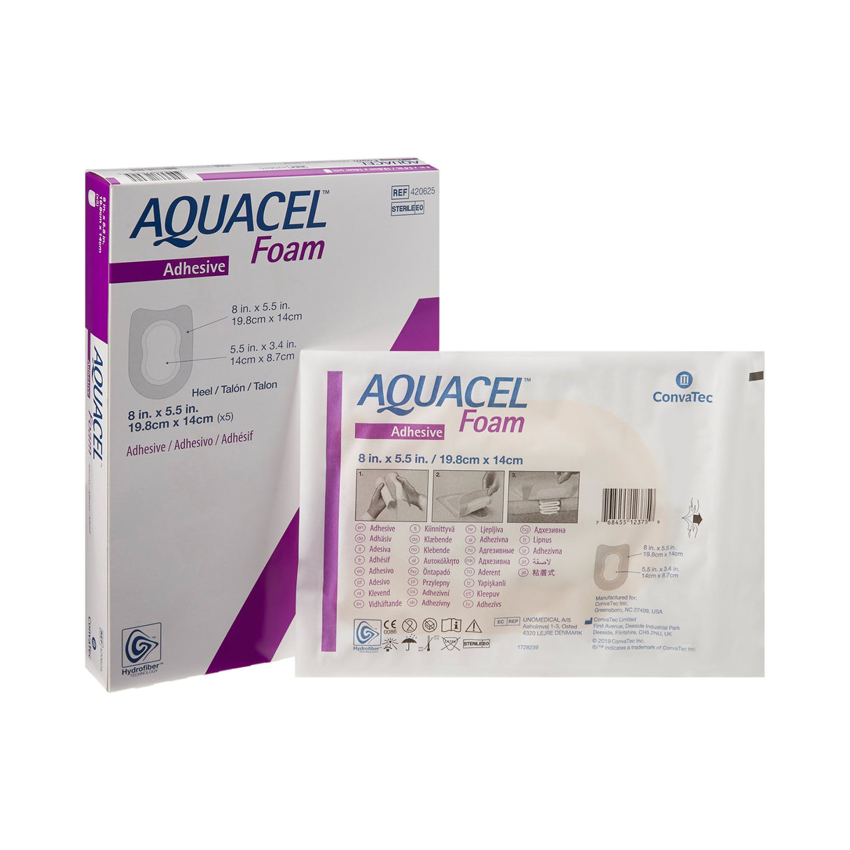 Foam Dressing Aquacel® 5-1/2 X 8 Inch With Border Waterproof Film Backing Silicone Adhesive Heel Sterile - BeHope