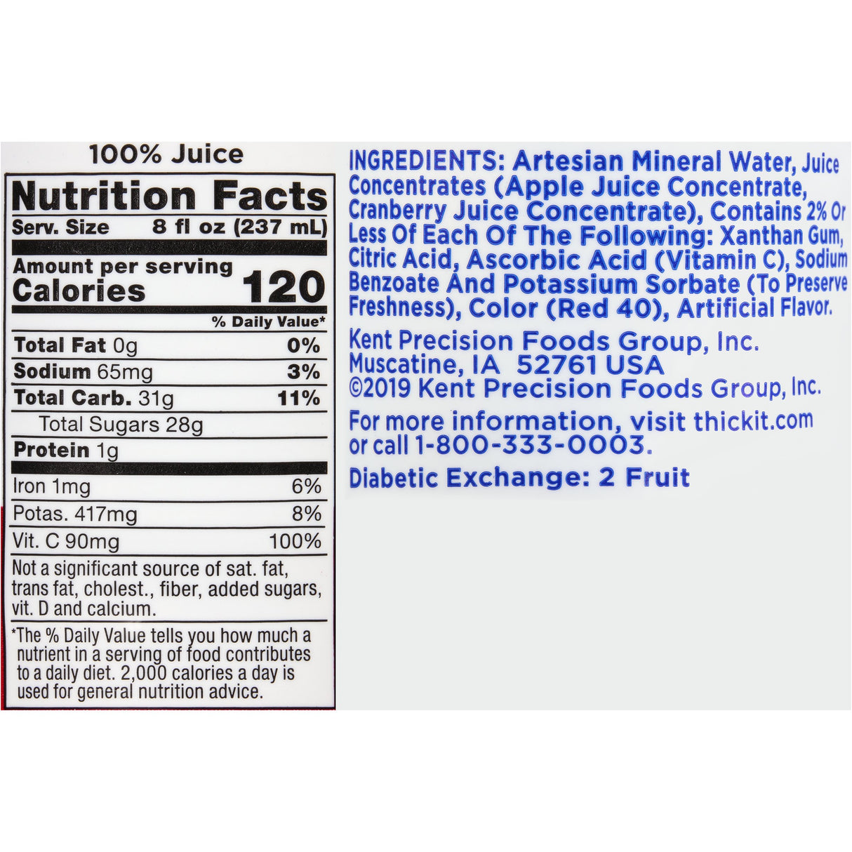 Thickened Beverage Thick-It® Clear Advantage® 8 oz. Bottle Cranberry Flavor Liquid IDDSI Level 2 Mildly Thick - BeHope