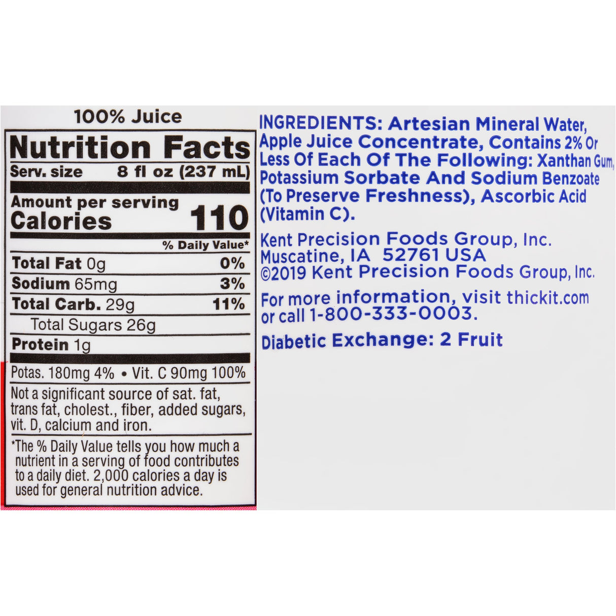 Thickened Beverage Thick-It® Clear Advantage® 8 oz. Bottle Apple Flavor Liquid IDDSI Level 2 Mildly Thick - BeHope