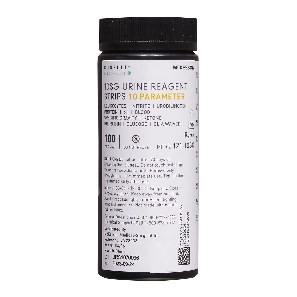 Urinalysis Reagent McKesson Consult™ Bilirubin, Blood, Glucose, Ketone, Leukocytes, Nitrite, pH, Protein, Specific Gravity, Urobilinogen For McKesson 120 / McKesson CONSULT U120 Ultra Urine Analyzer (MFR # 121-120 / 121-U120) - BeHope