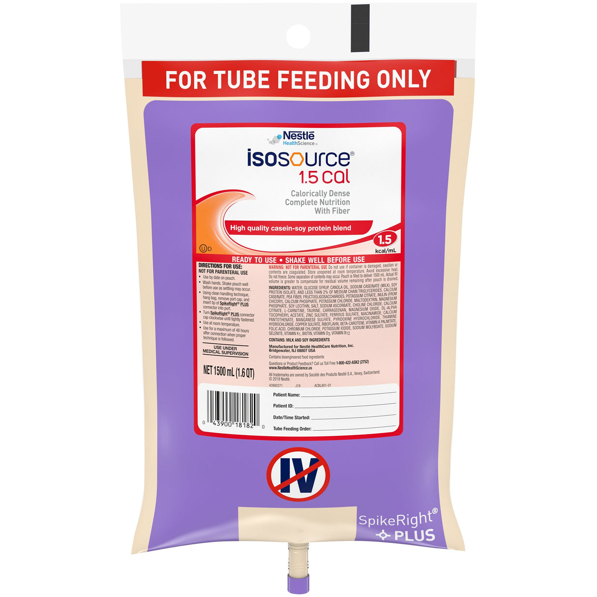 Tube Feeding Formula Isosource® Calorically Dense Fiber Formula - BeHope