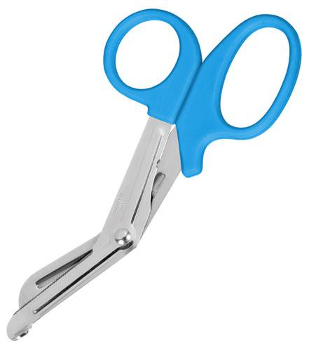Utility Scissors Prestige Medical® Nurse 5-1/2 Inch Length Floor / Office Grade Stainless Steel / Plastic NonSterile Blue Finger Ring Handle Angled Blunt Tip / Blunt Tip - BeHope