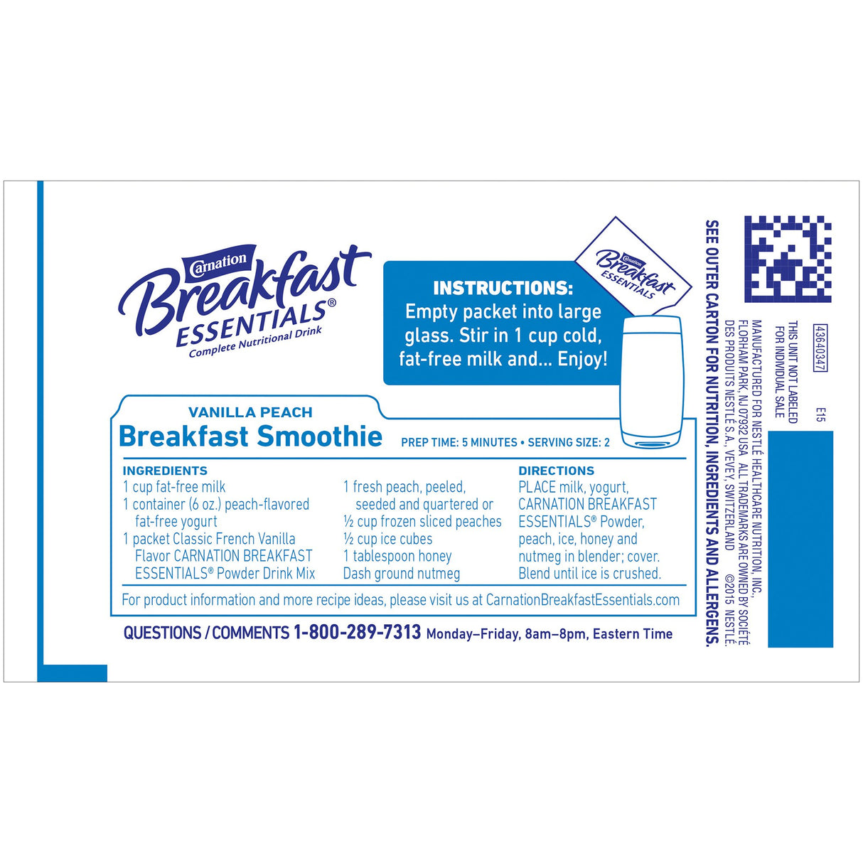 Oral Supplement Carnation Breakfast Essentials® French Vanilla Flavor Powder 1.26 oz. Individual Packet - BeHope
