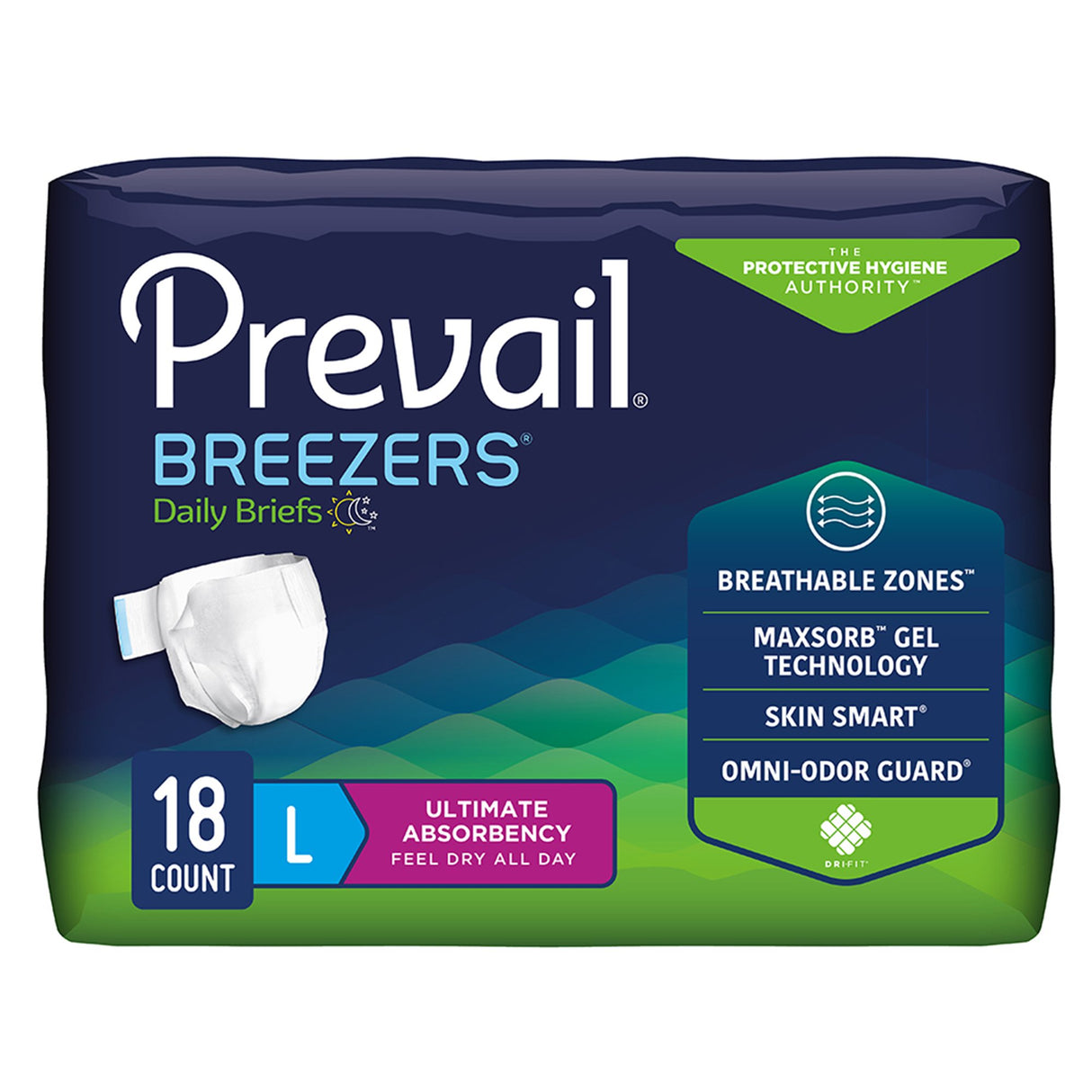 Unisex Adult Incontinence Brief Prevail® Breezers® Large Disposable Heavy Absorbency - BeHope
