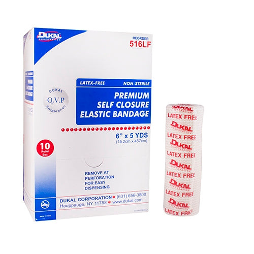 Elastic Bandage Dukal™ 6 Inch X 5 Yard Double Hook and Loop Closure Tan NonSterile High Compression - BeHope