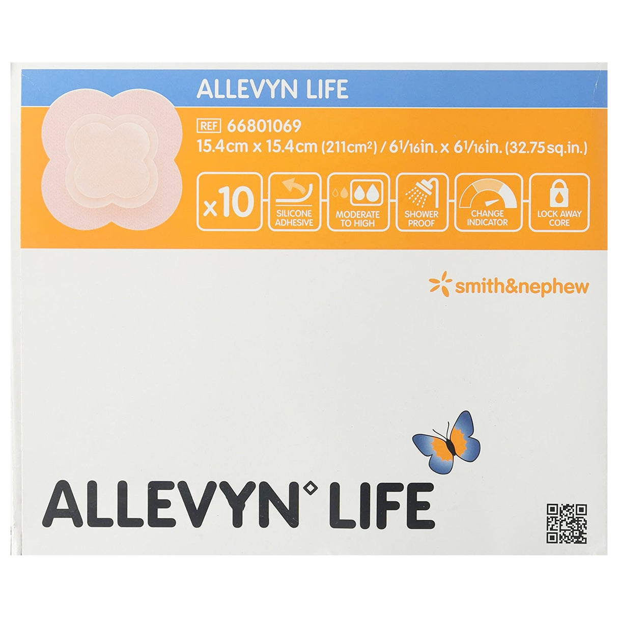 Foam Dressing Allevyn Life 6-1/16 X 6-1/16 Inch With Border Film Backing Silicone Gel Adhesive Quadrilobe Sterile - BeHope
