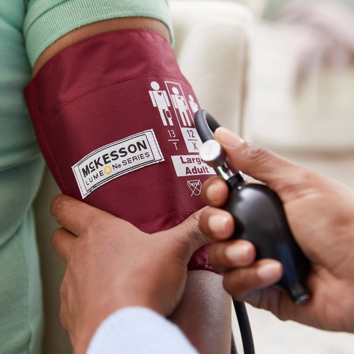 Reusable Blood Pressure Cuff and Bulb McKesson LUMEON™ 34 to 50 cm Arm Nylon Cuff Large Adult Cuff - BeHope