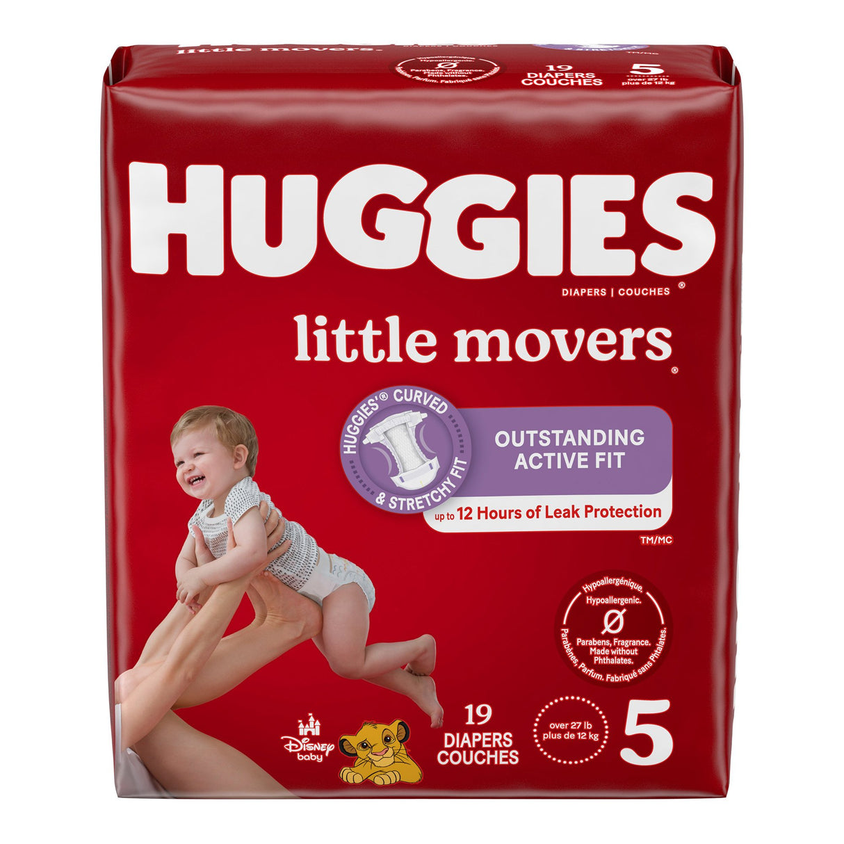 Unisex Baby Diaper Huggies® Little Movers Size 5 Disposable Moderate Absorbency - BeHope
