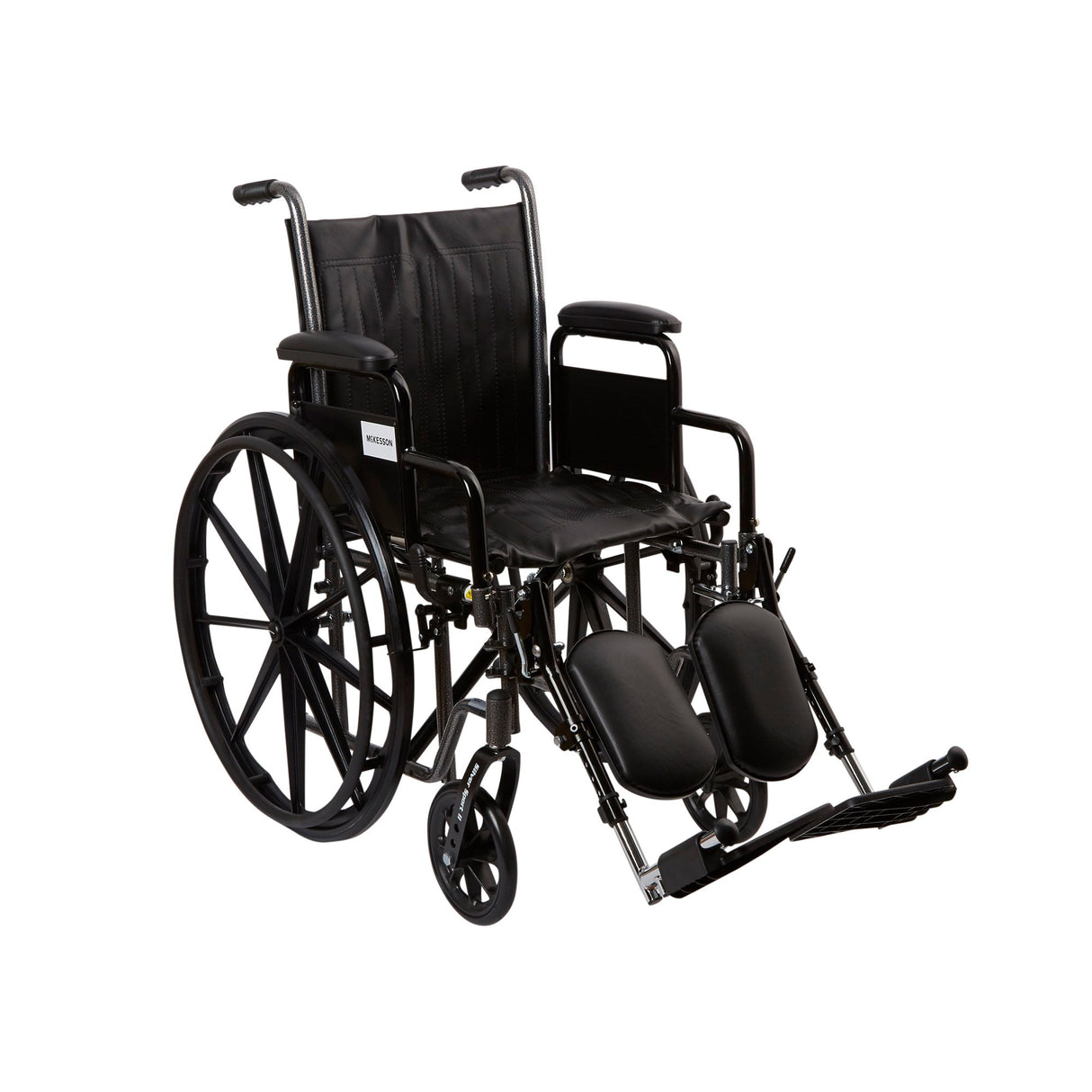 Wheelchair McKesson Dual Axle Desk Length Arm Swing-Away Elevating Legrest Black Upholstery 16 Inch Seat Width Adult 250 lbs. Weight Capacity - BeHope