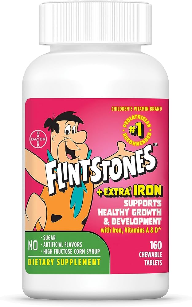 Children's Multivitamin Supplement Flintstones™ With Extra Iron Vitamin A / Ascorbic Acid 400 Mcg - 25 Mg Strength Chewable Tablet 90 Per Bottle Assorted Fruit Flavor - Behope