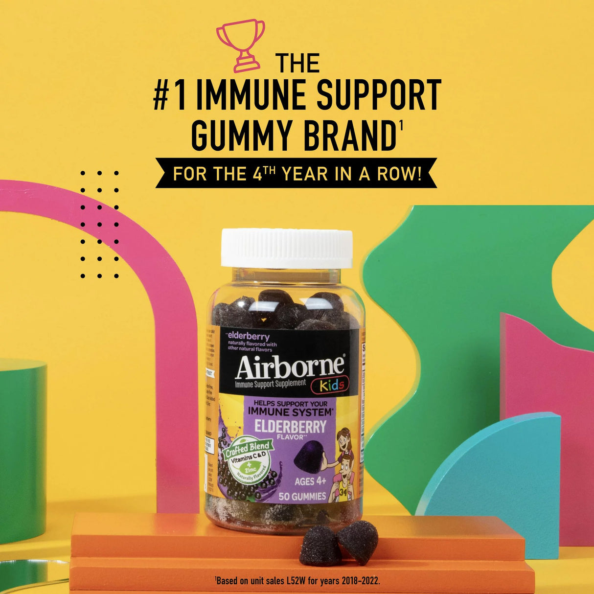 Immune Support Supplement Airborne® Gummy 50 per Bottle - BeHope