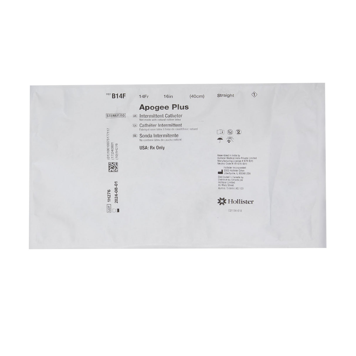 Intermittent Closed System Catheter Apogee® Straight Tip / Firm 14 Fr. Without Balloon PVC - BeHope