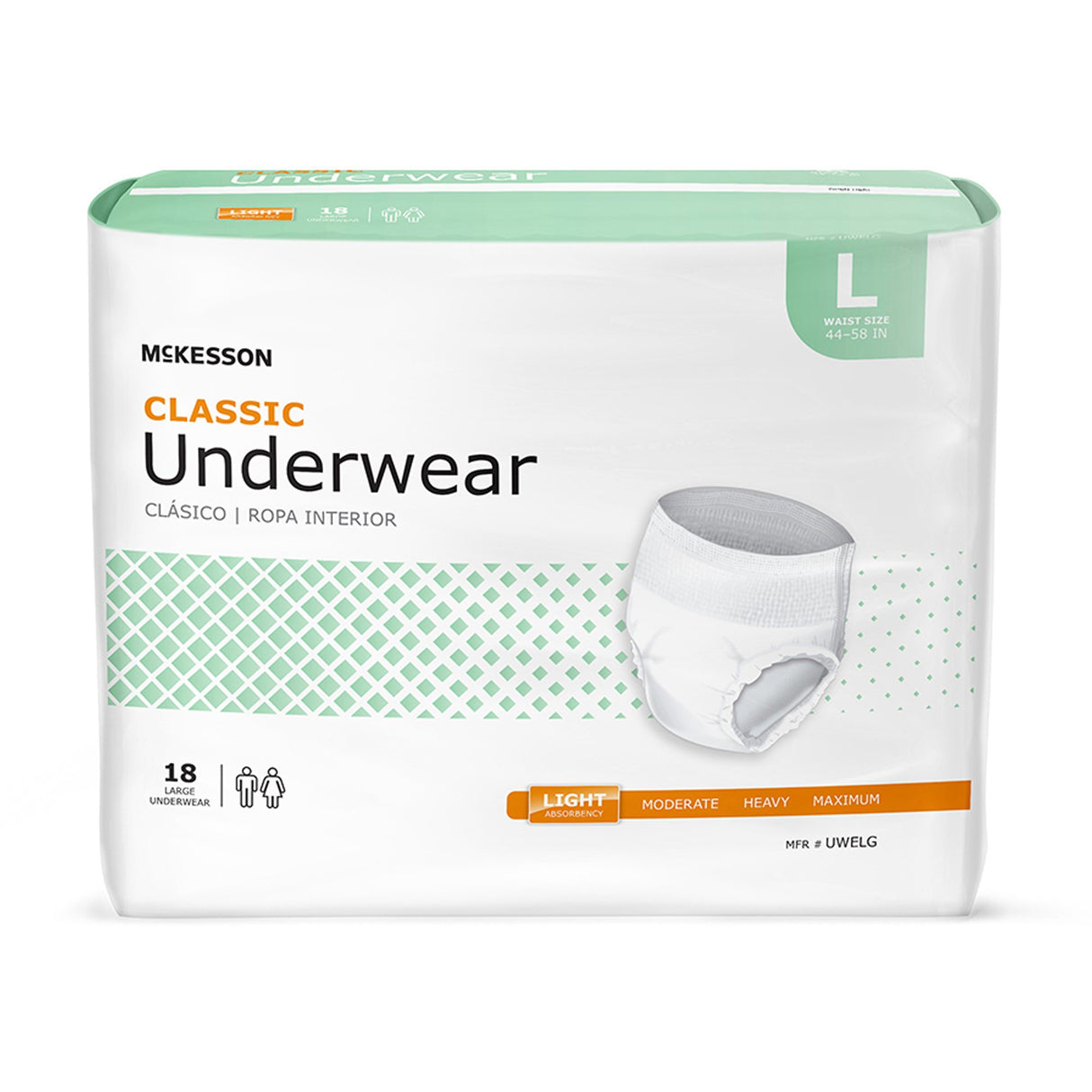Unisex Adult Absorbent Underwear McKesson Classic Pull On with Tear Away Seams Large Disposable Light Absorbency - BeHope