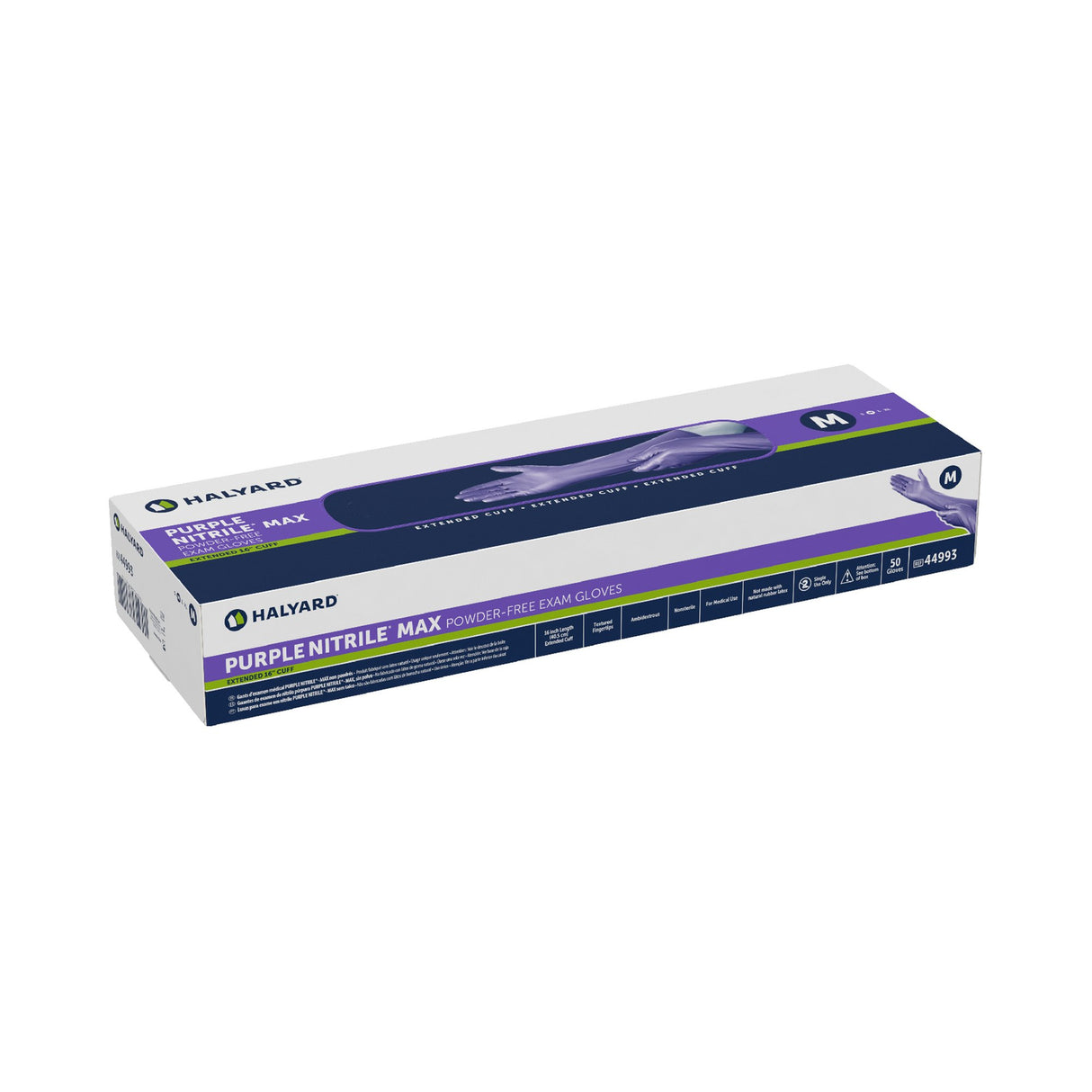 Exam Glove Purple Nitrile Max™ Medium NonSterile Nitrile Extended Cuff Length Fully Textured Purple Not Rated - BeHope