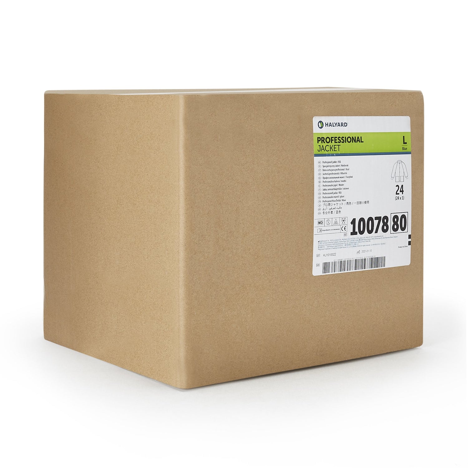 Lab Jacket Blue Large Hip Length 3-Layer SMS Disposable - BeHope