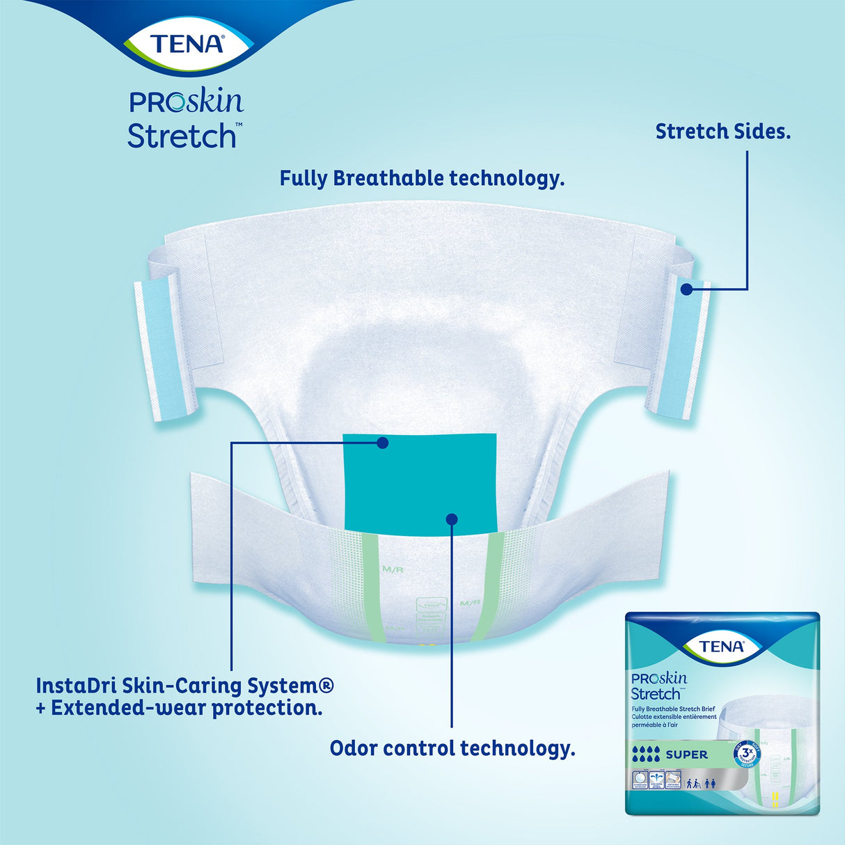 Unisex Adult Incontinence Brief TENA ProSkin Stretch™ Super Medium Disposable Heavy Absorbency - BeHope