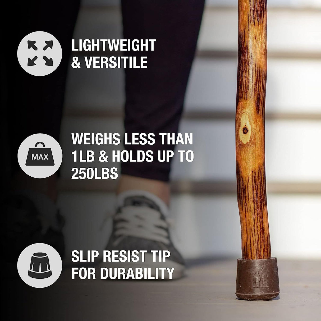 Walking Stick Brazos™ Twisted Wood 55 Inch Height Hickory - BeHope