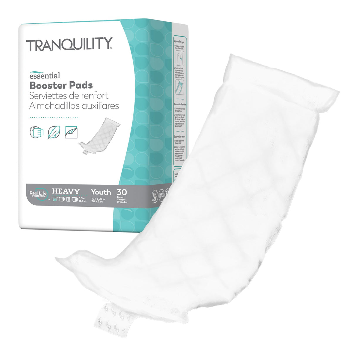 Booster Pad Tranquility® Essential 3-1/2 X 12 Inch Heavy Absorbency Super Absorbent Core One Size Fits Most - BeHope
