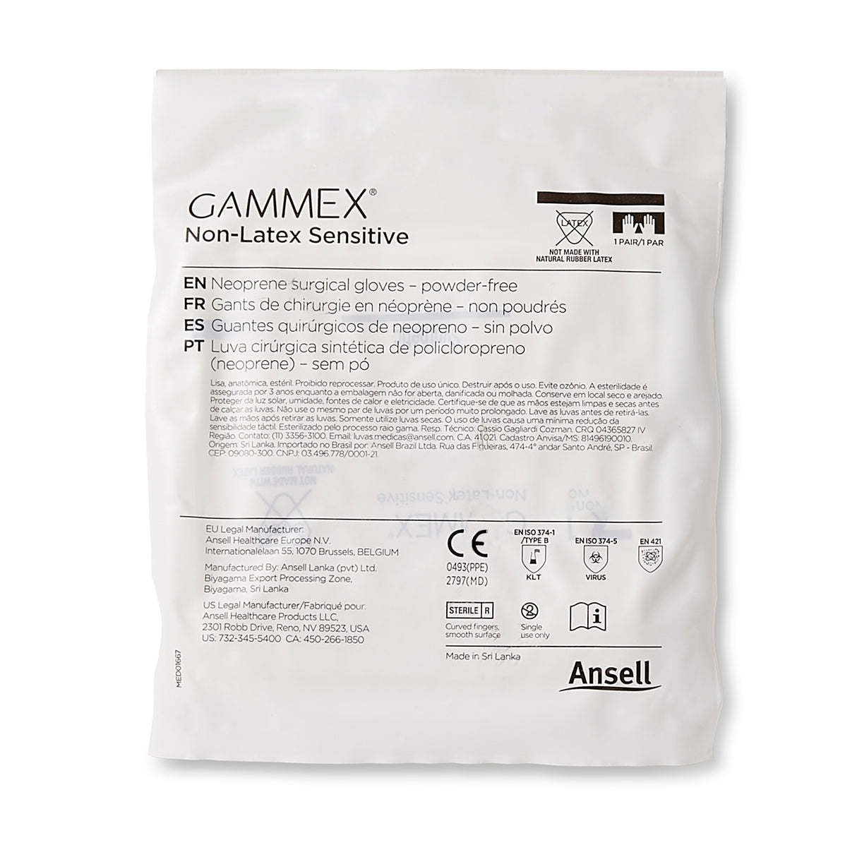 Surgical Glove Gammex® SENSOPRENE® Non-latex Sterile Polychloroprene Chemo Tested - BeHope