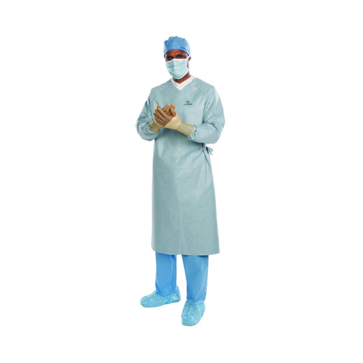 Surgical Gown with Towel Aero Chrome 2X-Large / X-Long Silver Sterile AAMI Level 4 Disposable - BeHope