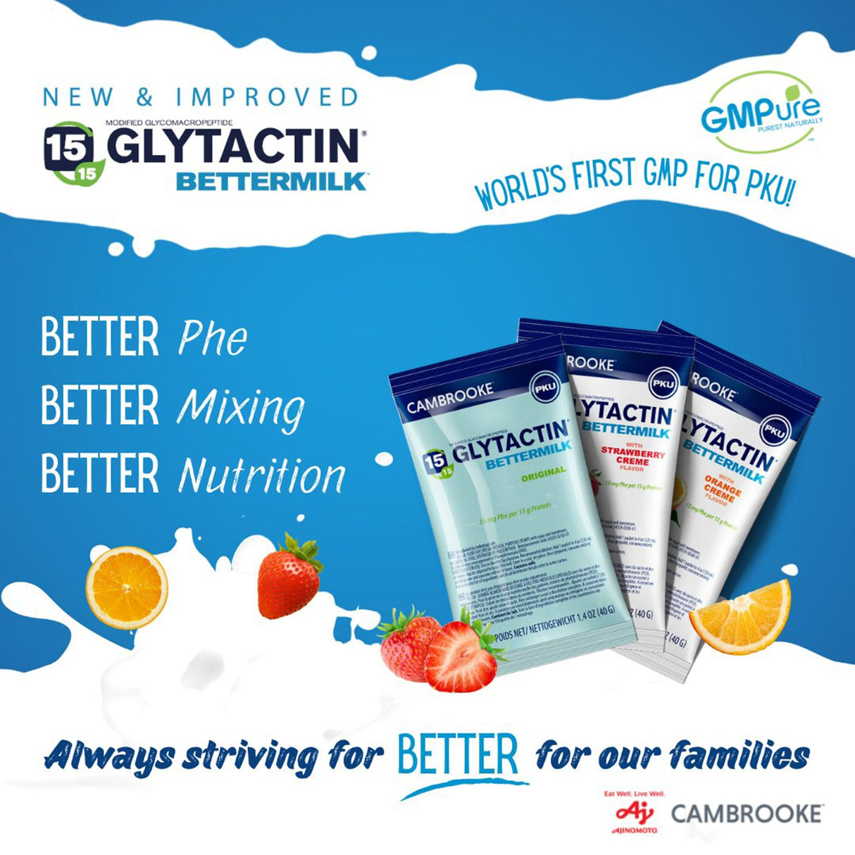 Oral Supplement Glytactin® BetterMilk Orange Crème Flavor Powder 1.4 oz. Individual Packet - BeHope