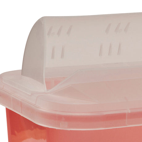 Sharps Container SharpSafety™ Translucent Red Base 10 H X 10-1/2 W X 7-1/4 D Inch Horizontal Entry 2 Gallon - BeHope