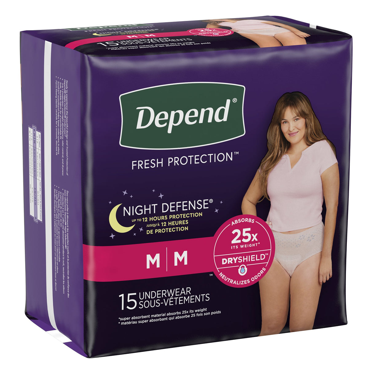 Female Adult Absorbent Underwear Depend® Night Defense® Waistband Style Medium Disposable Heavy Absorbency - BeHope