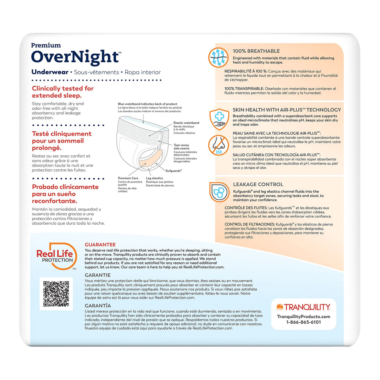 Unisex Adult Absorbent Underwear Tranquility® Premium OverNight™ Pull On with Tear Away Seams 3X-Large Disposable Heavy Absorbency - BeHope