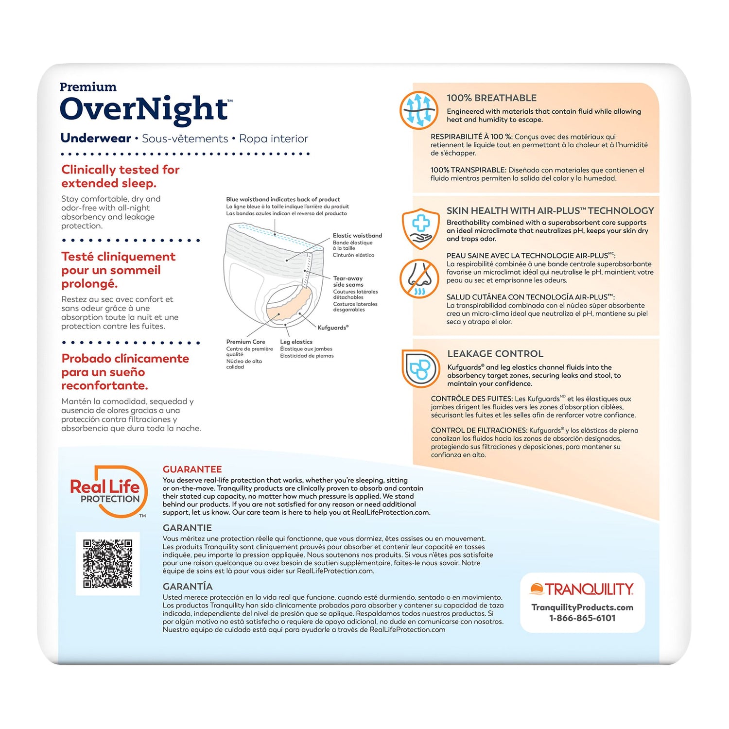 Unisex Adult Absorbent Underwear Tranquility® Premium OverNight™ Pull On with Tear Away Seams 3X-Large Disposable Heavy Absorbency - BeHope