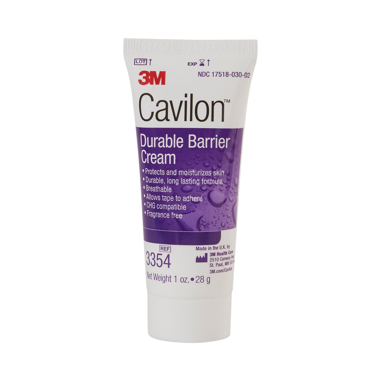 Skin Protectant 3M™ Cavilon™ 1 oz. Tube Unscented Cream CHG Compatible - BeHope