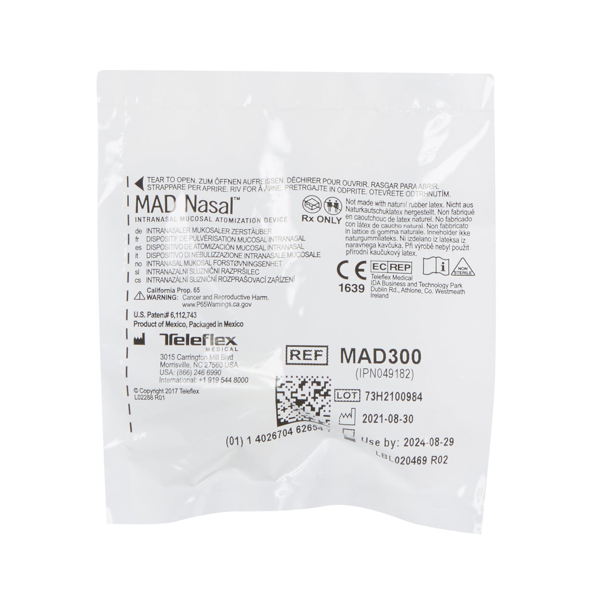 Intranasal Mucosal Atomization Device LMA™ MAD Nasal™ Device Without Syringe, 1.65 Inch Length, 0.17 Inch Tip Diameter - BeHope