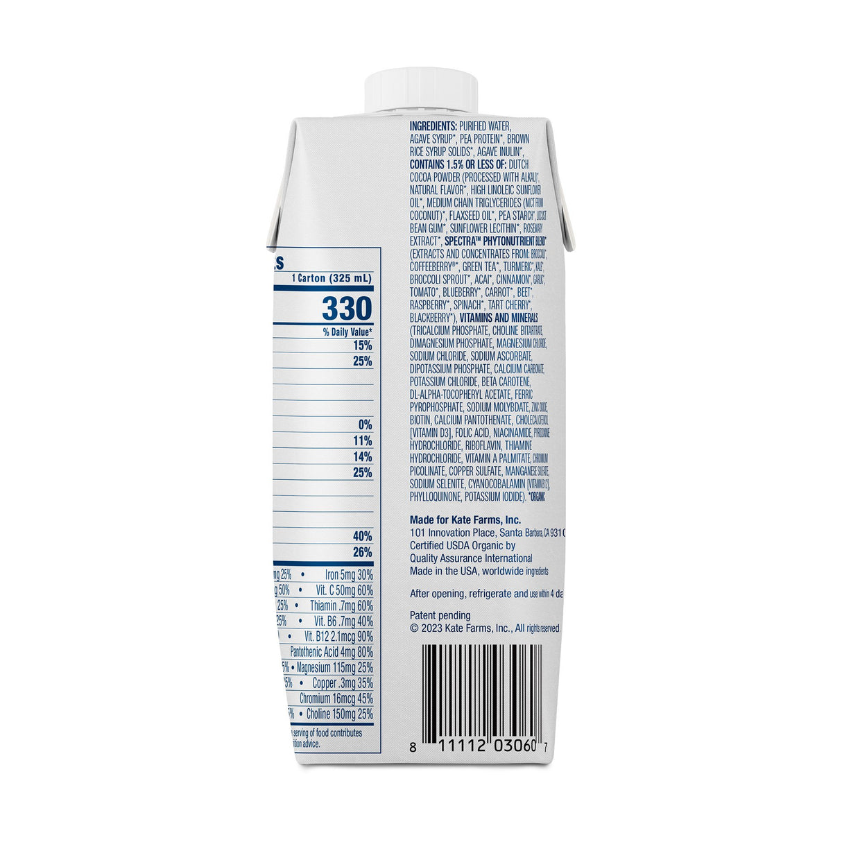 Oral Supplement Kate Farms Nutrition Shake Chocolate Flavor Liquid 11 oz. Carton - BeHope