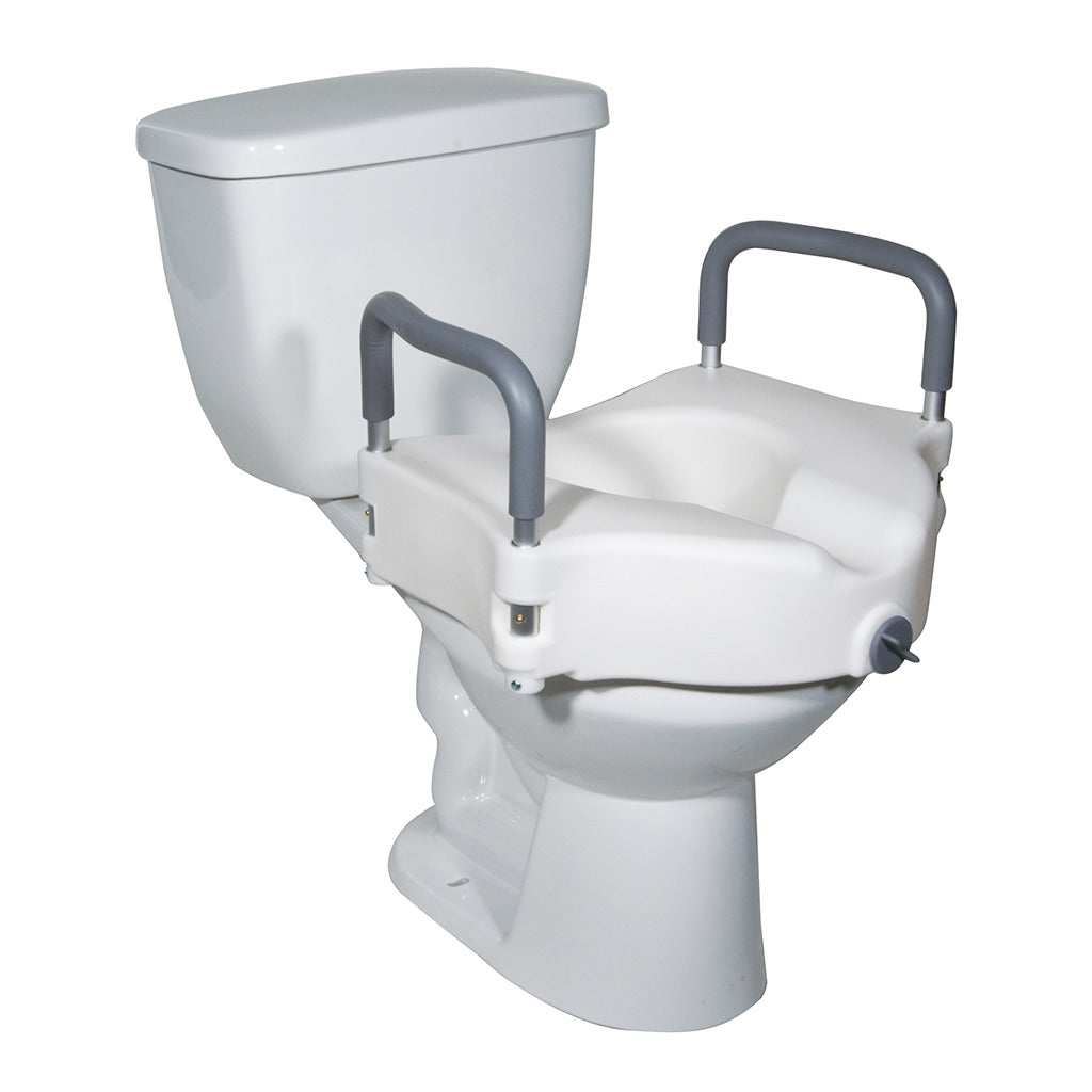 2-in-1 Locking Raised Toilet Seat With Tool-free Removable Arms - BeHope