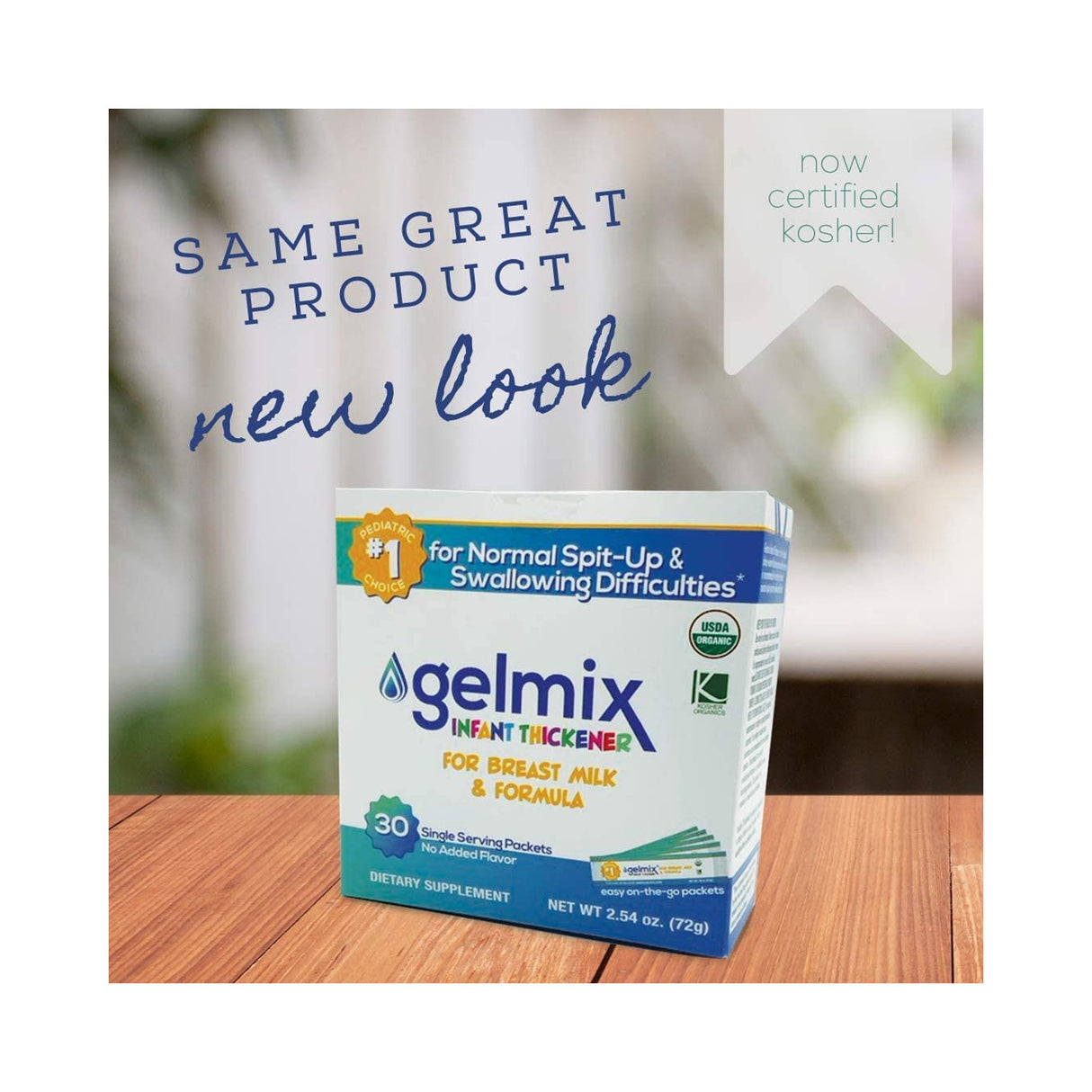 Infant Formula and Breast Milk Thickener Gelmix® 2.4 Gram Individual Packet Unflavored Powder IDDSI Level 1 Slightly Thick - BeHope