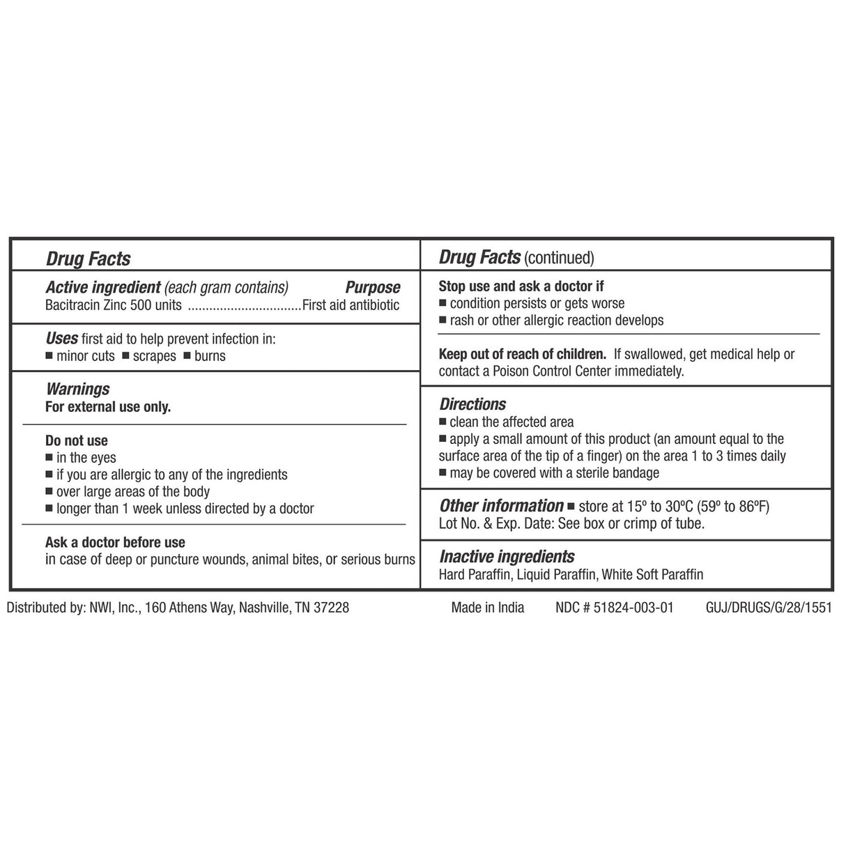 First Aid Antibiotic Bacitracin CareALL® Ointment 1 oz. Tube - BeHope