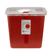 Sharps Container SharpSafety™ Red Base 10 H X 10-1/2 W X 7-1/4 D Inch Vertical Entry 2 Gallon - BeHope