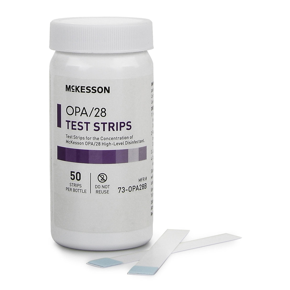 OPA Concentration Indicator McKesson OPA/28 Pad 50 Test Strips Bottle Single Use - BeHope