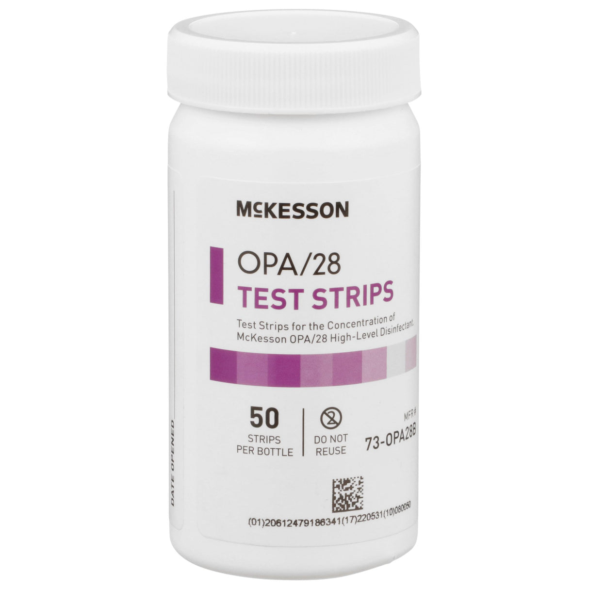 OPA Concentration Indicator McKesson OPA/28 Pad 50 Test Strips Bottle Single Use - BeHope