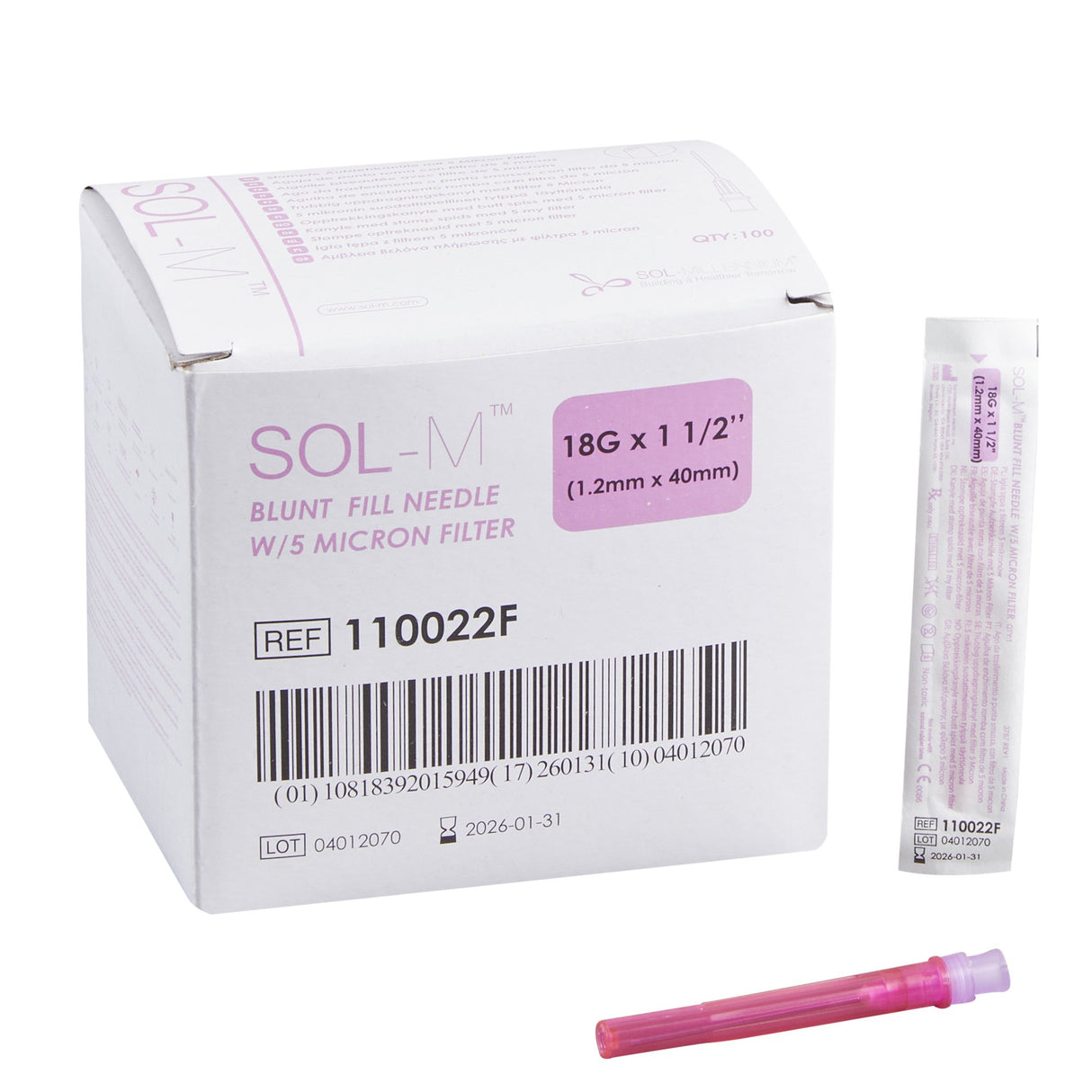 Blunt Fill Needle SOL-M™ 18 Gauge Blunt - BeHope