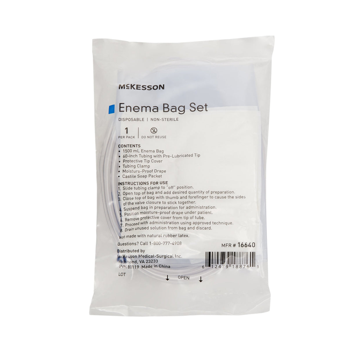 Enema Bag Set McKesson NonSterile 1500 mL - BeHope
